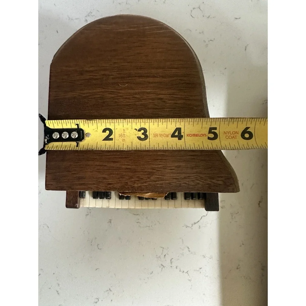 Vintage 1975 Enesco Baby Grand Piano Wooden Coaster Set 6 Cork Coasters